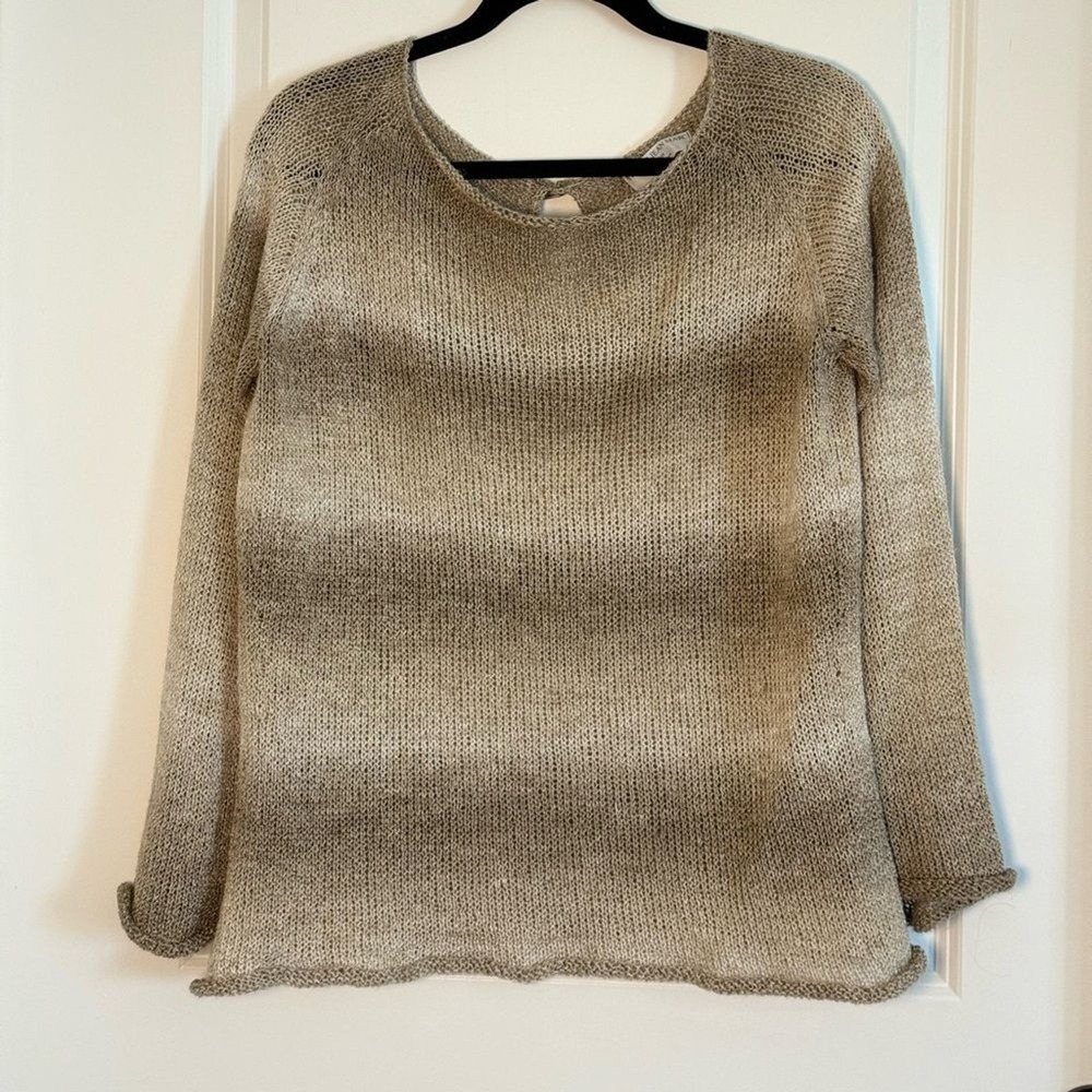 Tricots Jean Marc Paris‎ Metallic Knit Sweater Keyhole Back Heart Button Medium